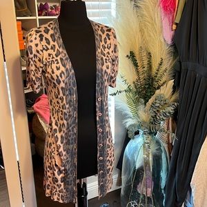 Rebecca Taylor short sleeve leopard cardigan